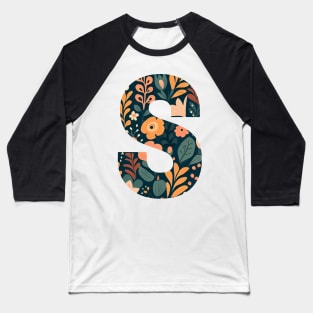 Whimsical Floral Letter S Baseball T-Shirt